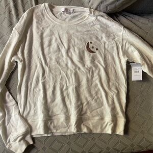 Spiritual Gangster Cream Sweater with Moon and Stars